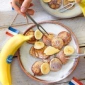 Chiquita banana Dutch Egg poffertjes (mini pancakes) with buckwheat flower